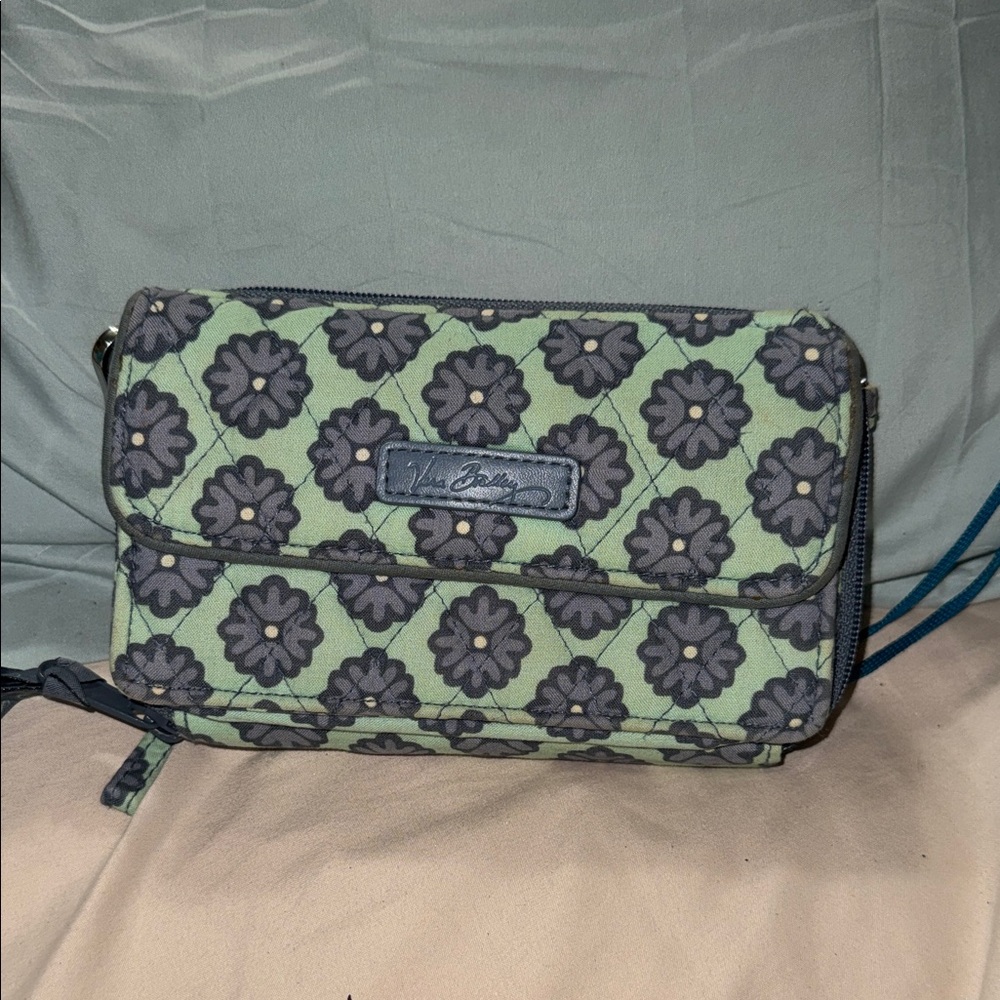 Vera Bradley Crossbody Bag - Green and Gray Floral